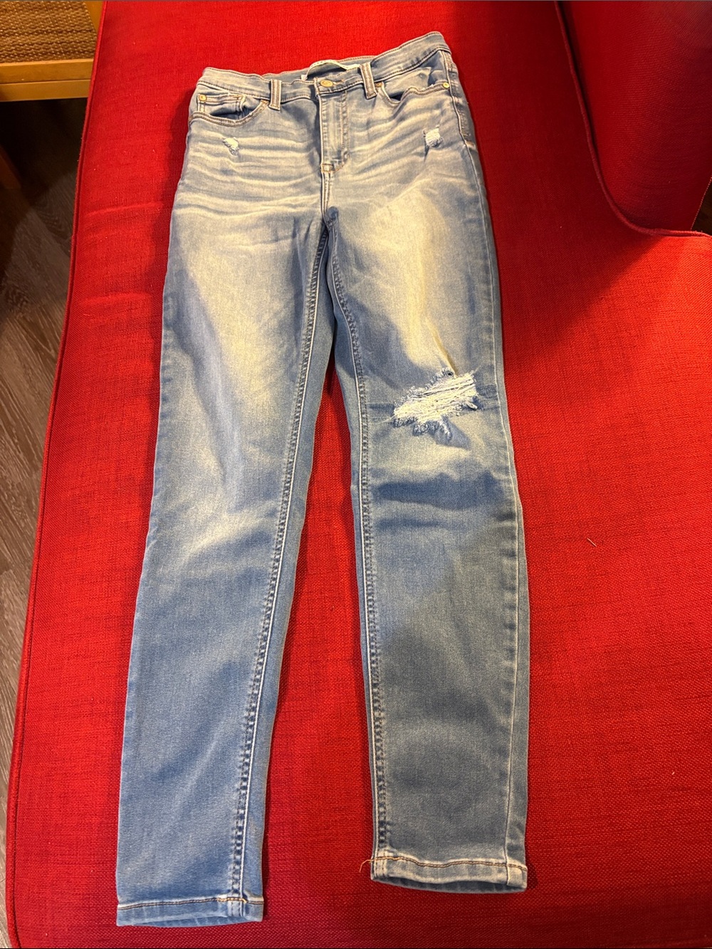 Juniors Light Blue Distressed Holed “The Spice” Jeans